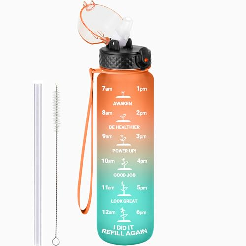 GOPPUS rinkflasche, Sport Trinkflasche, [BPA-frei Tritan] 1L/500ML/750ML Auslaufsicher Sport Wasserflasche, Sportflasche für Fahrrad, Camping, Yoga, Gym (1 Flasche)