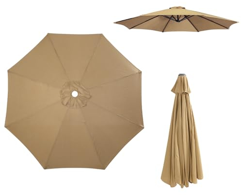 HSJKWPT Ersatzdach für Terrassenschirm, Baldachin Ersatzbezug für Sonnenschirm 2,7 m/3 m+6 Arme/8 Arme Sonnenschirm Ersatzbezug für Gartenschirm (Khaki-2.7 m + 8 Arme)