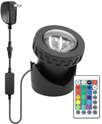 Colored Pond Lights with Timer, RGB Fountain Lights IP68 Waterproof Pond Light, Dimmable Outdoor Landscape Lights for Fish Tank Pond Fountain Garden（1 Lights）