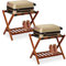 Relaxdays Porte-Bagages Pliables, Lot de 2, Bois, H x L x P : 54 x 66 x 45 cm, 2 étagères, Rangement pour hôtel, Nature
