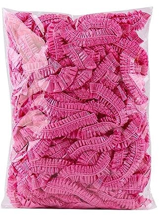Disposable Shower Caps Pack Of 100 Shower Caps Wide Thickness Transparent Elastic Hair Shower Cap Suitable For Women Travel Home Use (100 Coloured Edge) for Elderly (Pink, D)