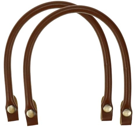 ZKSXOA 2 Stück Taschenhenkel PU Taschengriffe Leder Schultergurte 40cm Ersatz Handtasche Zubehör Taschenriemen mit Nieten für Einkaufstasche Shopper Tote,braun