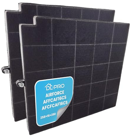 DL-pro Lot de 2 filtres à charbon actif 263 x 258 mm pour hotte aspirante Airforce AFFCAF16CS AFCFCAF16CS