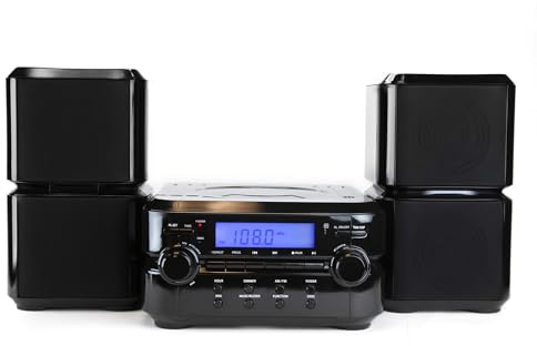 Emerson ES-4001 Bluetooth Micro Music System with MP3, CD Player, FM Radio, Alarm Clock, AUX Input, LED Display, Compact Design, and Remote Control
