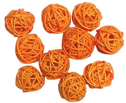 10 Stück 3 cm Rattan-Kugeln Weihnachten Hochzeit Party Deko Basteln orange, 10 Stück