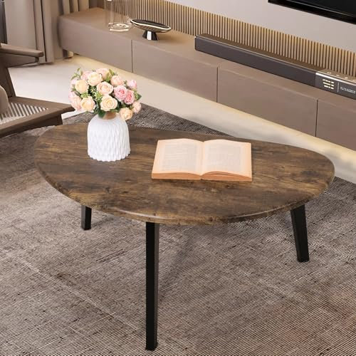WDSHIYI Large Oval Coffee Table Espresso Wood Mid Century Modern Unique Retro Farmhouse, Zeitgenössische dreieckige tische, Wohnzimmer, Schlafzimmer - nachttische und EIN büro
