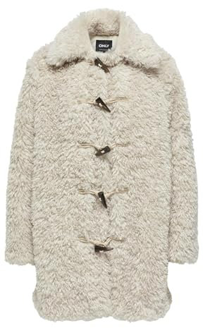 ONLY Onlviki Faux Fur Duffle Coat Otw Abrigo, Gris, S para Mujer