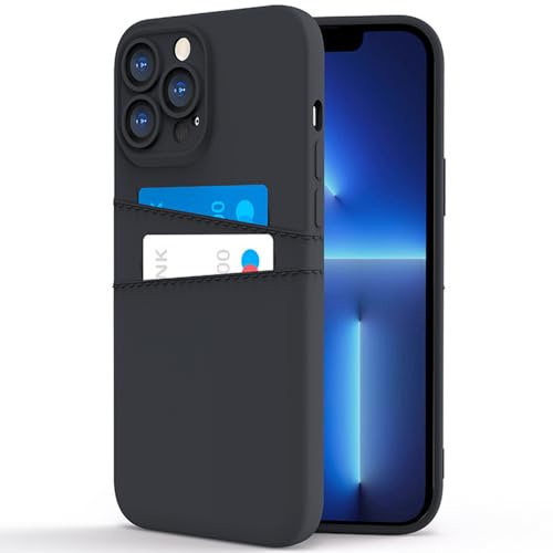 COBATREE Wallet Case for iPhone 13 Pro Max,Silicone Case with 2 Card Holder Slim Flexible TPU Shockproof Protective Phone Cover with 2 Card Slot Wallet Case for iPhone 13 Pro Max 6.7 inch-Black