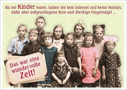 Gutsch Verlag Lustige Retro Postkarte - Nostalgie Kindheitserinnerungen, Kein Internet, Aufgeschlagene Knie, Dreckige Fingernägel - Humorvolle Postkarte mit Spruch 'Das war eine wundervo