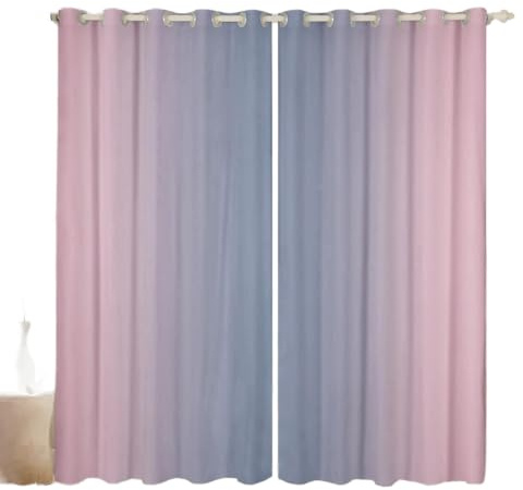 Homewish Vorhänge für Schlafzimmer, Regenbogen-Ombré-Verdunkelungsvorhänge, ästhetische Wohnzimmerdekoration, Farbverlauf, bunte Vorhänge und Vorhänge, abstrakter Fenstervorhang, 2 Paneele, 117 x 137