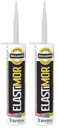 ELASTIMOR Mortero Sellador, Cemento Express, Impermeable, para encintados, llagueados, sellados, rejunteados, reparaciones, Tubo 310 ml x2