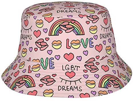 LGBT Pride Regenbogen-Fischerhut, modische Sonnenkappe, verstaubar, Outdoor-Anglerhut für Damen und Herren, regenbogenfarben, One size
