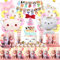 Chat Décoration Anniversaire Enfant - Set 103 Pièces avec Ballons, Vaisselle, Assiette, Nappe, Tasse, Serviette - Thème Chats pour Fête Fille et Garçon