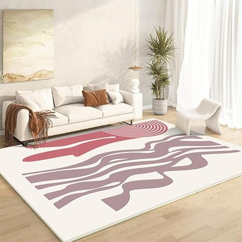 Teppich Lila Geometrie Flauschig Kurzflor,Mikrofaser Super Weich,Anti-Rutsch,Waschbar,Teppich Webteppich Für Wohnzimmer,Flur,Schlafzimmer Teppichläufer 120X160Cm