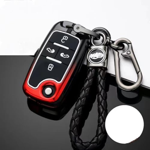 KNHCX Autoschlüssel Hülle für Vw T5 T6 T4 T7 Multivan, Autoschlüssel-Schutz Fernbedienung Schlüsselanhänger Schlüsseletui Langlebig Kratzfest Modegeschenke,Gradient Black red