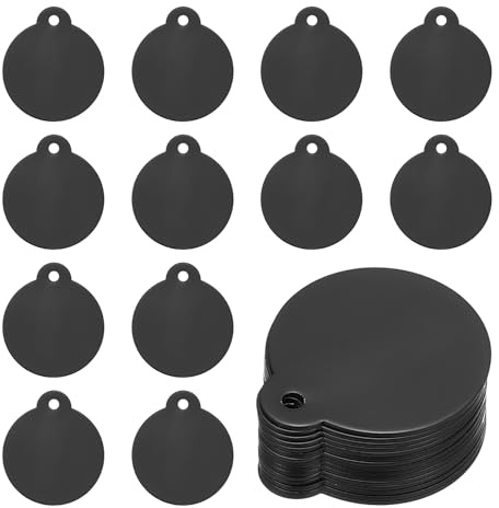 PATIKIL Metall Gravur Leeretiketten 15 Stück 1.3 Runde Aluminium Prägeleeretiketten Runde Metall DIY Etiketten Mit Loch Für Gravur Schmuck Armband Halskette Basteln Schwarz