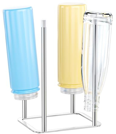 LOXSUN Water Bottle Drying Rack, Stainless Steel Bottle Dryer Rack, Baby Bottles Rack Dryer, Cup Drying Rack, Reusable Bag Drying Stand, Kitchen Stand Holder for Glass Bottles, Plastic Bag (Silver)