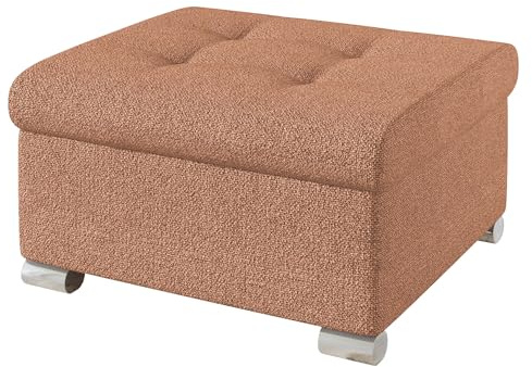Mirjan24 Hocker Niko Klein mit gestepptem Sitz (Sicuro 35) | Kompakter quadratischer Sitzhocker in klassischer Form mit gesteppter Sitzfläche und verchromten Füßen