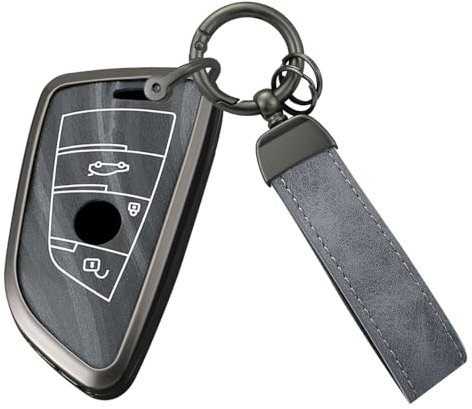 Ysbxitu pour BMW Coque de clé de Mode Convient pour BMW X1 X2 X3 X5 X6 2 5 6 7 Series i4 F48 G21 G31 Active Tourer Accessoire de Voiture Étui à clés sans clé Protection A Gris-1