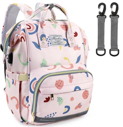 LEcylankEr Wickeltasche Rucksack Baby Wickelrucksack Groß Windelrucksack Multifunktional Diaper Bag mit Mehreren Fächern Baby Wickeltaschen für Reisen Geschenk für neue Eltern (Rosa-Graffiti)