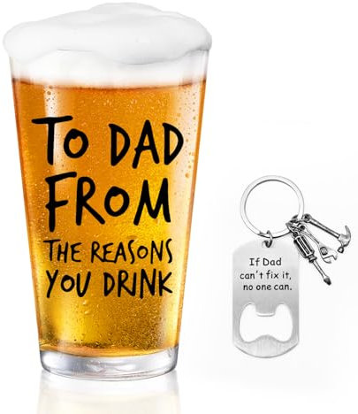 UDIANIS Father's Day Cup Gifts Set for Dad, 16oz/480ml Drinking Glasses for Husband Men on Christmas, Birthday, Father's Day