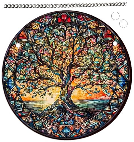 Colgante de vidrieras de vidrier, Cazador de Sol acrílico de Colorido de 6x6 Pulgadas, vidrieras Decorativas Colgantes para Amigos, Familiares y Mujeres.