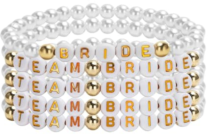 Yoljun 5 Stück Bride to be Team Braut Armbänder JGA Accessoires Frauen, Jga Armbänder Frauen Hochzeit Freundin Geschenk Party Schmuck Set Für Brautjungfern