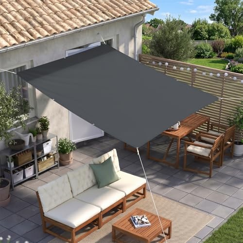 Sunnylaxx 2.5x3m Sonnensegel Wasserdicht Rechteckig Anthrazit | Einfache Installation, Kostenlose Seilen Enthalten, PES Material, Doppelnähte,Verstärktes Band