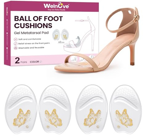 Demi semelles chaussures femme - Welnove 2 paires demi semelle gel avant pied antidérapants - Coussinets confortables pour chaussures à talons hauts, sandales, mariage, soirée (Clear)