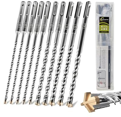 SANLEETEK SDS Plus HammerBohrer Set 10PCS 160mm 5*2+6*3+8*2+10*2+12mm | SDS Plus Betonbohrer Set SDS Plus Bohrer Set SDS Steinbohrer Set für Mauerwerk Ziegel Granit Beton Stein