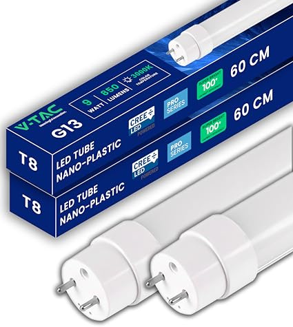 V-TAC 2x LED Röhre 60 CM - T8 G13-9W - [ CHIP CREE LED - HIGH PERFORMANCE ] - 850 Lumen - LED-Röhren für Decke, Wand, Garage - T8 Röhre - Ersatz für Neonröhren - Warmweiß 3000K