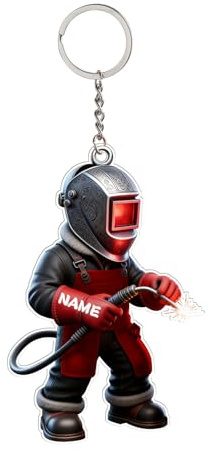 Smallduuck Personalized Welder Acrylic Keychain with Name Custom 2D Flat Welding Keychains Welder Lover Keychains Gift