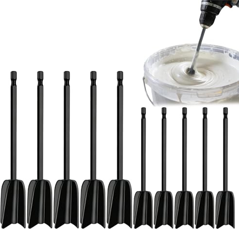 JININOSEU 10 Stück Epoxidharz Rührer Set, Wiederverwendbarer Farbrührer Akkuschrauber mit 1/4-Sechskantgriff,für Epoxidfarbe, Malen und Keramikglasur (16,5/22 cm)