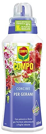 COMPO Concime per Gerani, Liquido, Per fioriture magnifiche e foglie robuste, 500 ml