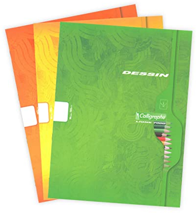 Clairefontaine 553C - Zeichenheft / Heft Calligraphe DIN A4+ 24x32 cm, 8 Blatt blanko, 120g, farbig sortiert, 1 Stück
