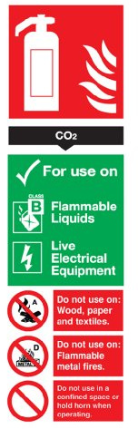 Signs & Labels FFR02124R Sign Board, Co2 Extinguisher