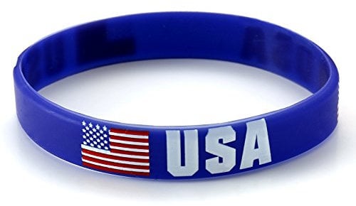 Komonee 1 x USA Blue World Cup Sports Event Football Country National Flag Silicone Wristband
