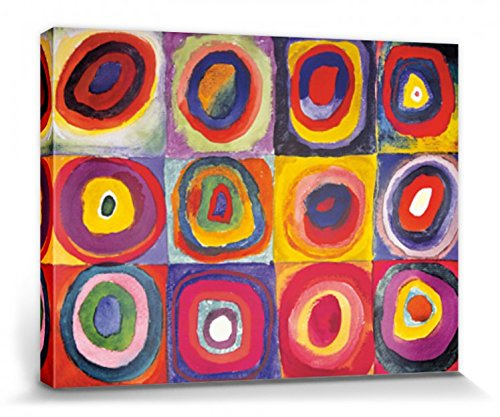 1art1 Wassily Kandinsky Poster Farbstudie, Quadrate Mit Konzentrischen Ringen, 1913 Bilder Leinwand-Bild Auf Keilrahmen | XXL-Wandbild Poster Kunstdruck Als Leinwandbild 80x60 cm