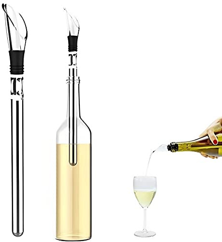 Rafraichisseur de Bouteille de Vin Bâton,Rafraîchisseur à Vin avec Aérateur et Bec Verseur Anti-Goutte,Refroidisseur de Bouteille en Acier Inoxydable le cadeau parfait pour Fête Cadeau Femme Homme
