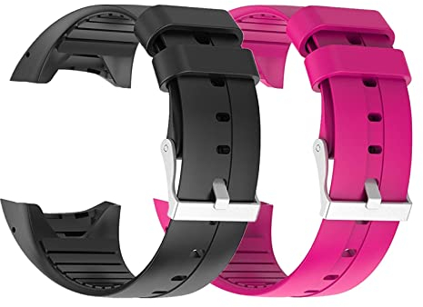 WEINISITE Silikon verstellbares Armband für Polar M400/M430 GPS Smart Watch (Schwarz+rosa)