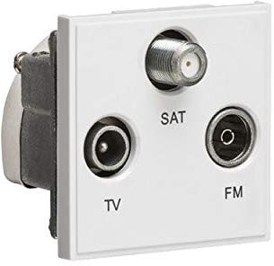 Knightsbridge FM DAB/SAT TV Outlet, ABS, White, NETTRIWH