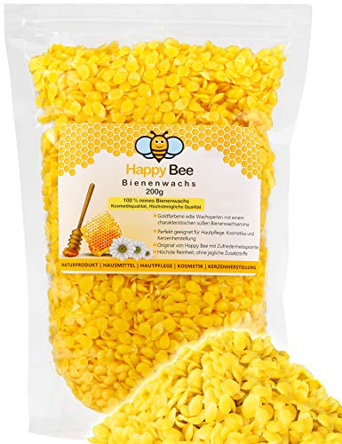 100% reine Bienenwachs Pastillen | 200 Gramm - natürliches Bienenwachs | Wachspastillen | Ideale Pastillen für Naturkosmetik, Kerzenherstellung und Bienenwachstücher - Beeswax