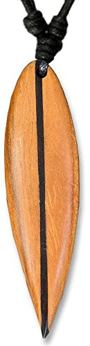 viva-adorno Halskette Surfbrett Holzanhänger Baumwollband Surfer Kette Länge verstellbar HK30, D5 Braun