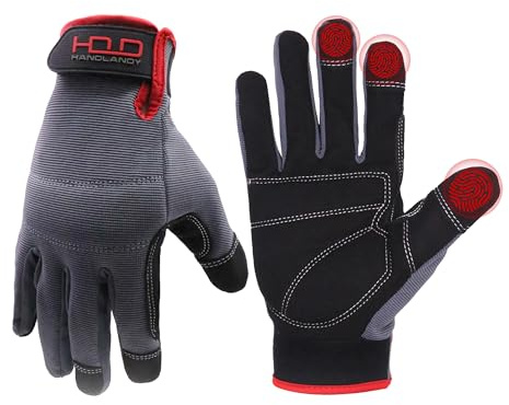 HANDLANDY Work Gloves for Men & Women, Utility Mechanic Working Gloves Touch Screen, Flexible Breathable Gardening Gloves for Yard Maintenance (X-Large, 1 Pair)