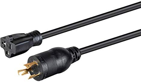 Monoprice Heavy Duty Extension Cord - 2 Feet - Black | Locking Connector - NEMA L5-20P to NEMA 5-15/20R, 12AWG, 20A, Sjtw, 125V