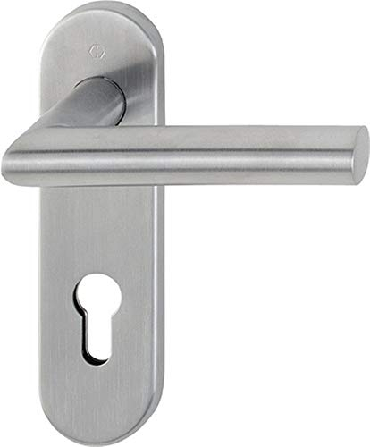 HOPPE 10720706, Edelstahl matt Objekt Drückergarnitur AMSTERDAM auf Kurzschild PZ