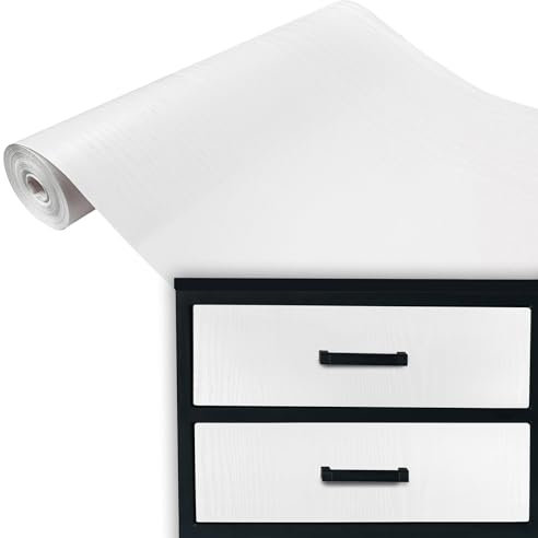 DecoMeister Vinilo Adhesivo Para Muebles Imitación de Madera Papel Autoadhesivo Blanco Mate Lámina Para Pared Cocina Puertas En Rollo Para Forrar Aspecto Madera 45 x 100 cm Por Metros