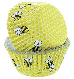 Baked with Love Honeycomb Baking Cupcake Cases, Greaseproof Paper Baking Cups - Pack of 50, Yellow, 0650183