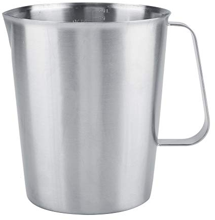Nikou Verre Doseur Inox de 2000 ml, Grand gobelet doseur Pot à lait avec bec de canard En acier inoxydable Pour café latte
