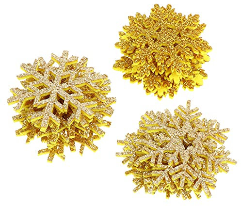 EXCEART 30Pcs Schneeflocke Patches Hand Häkeln Spitze Doilie für Handwerk Schneeflocke Mini Deckchen Spitze Setzern Baumwolle Appliques Patches für Kleidung Stirnbänder Hüte Goldene